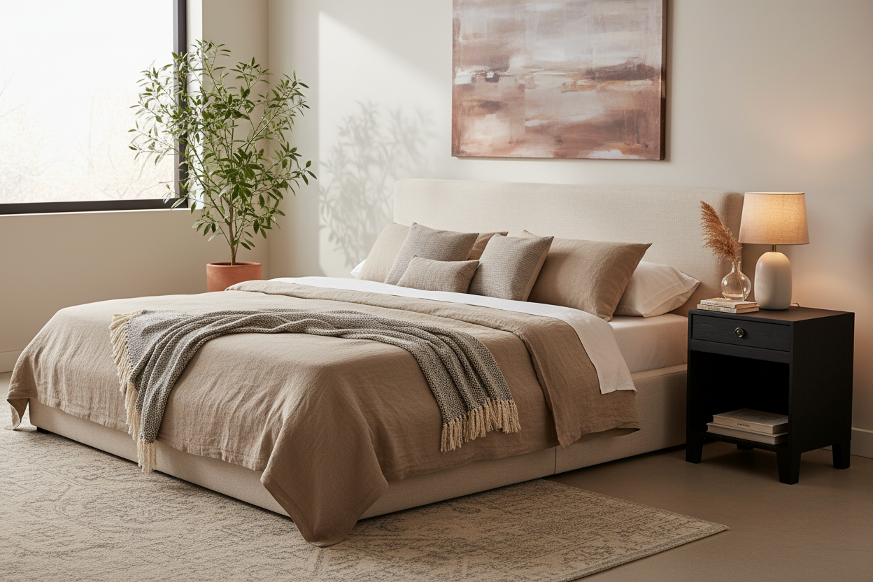Bedside Table in Bedroom - Landscape
