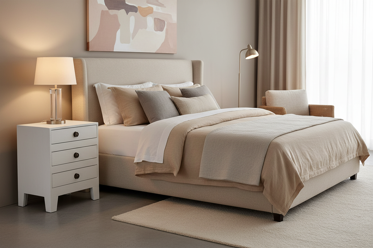 Wooden Bedside Table 3 Drawer in bedroom scene1621243260e1af0c20-0